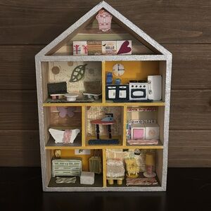 Miniature Dollhouse with Colorful Rooms Hand Made